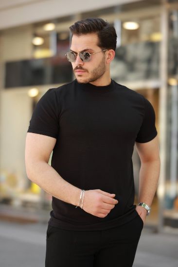 Erkek Ince çizgi Dokulu Kısa Kollu T-shirt resmi